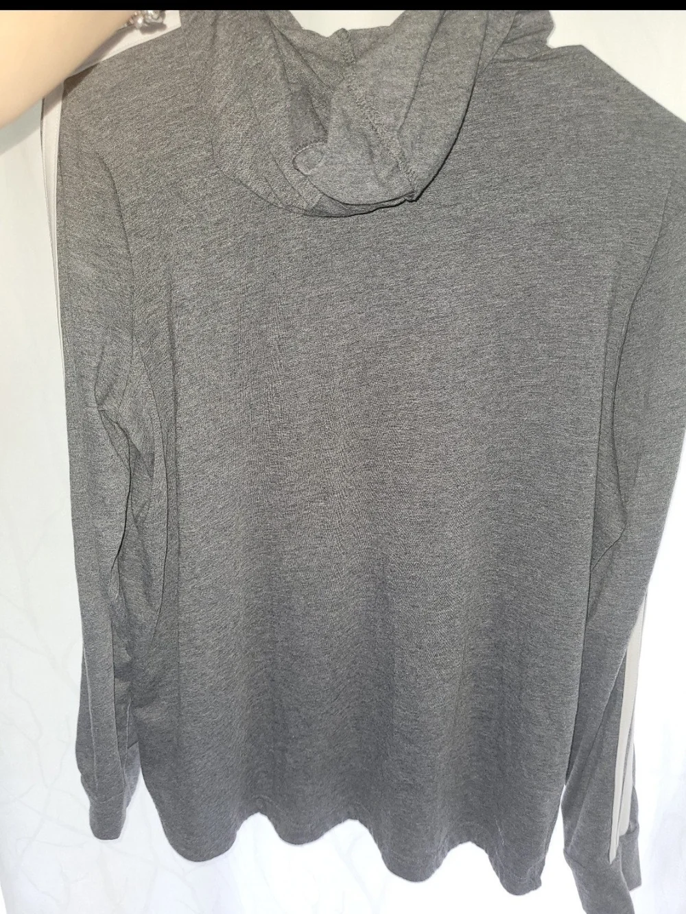 Adidas Womens Gray Long-Sleeve Hooded Athletic Shirt - Picture 4 of 4